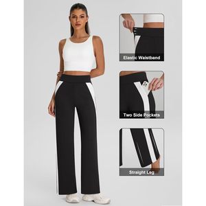 FOXA Pantalon de survêtement large pour femme, taille haute avec poches, décontracté, respirant, en coton tricoté et élasthanne - Product Image 5