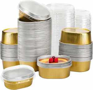 200ml 150ml 1000ml Full Size Thickened Rectangular Food Tray Aluminium <b>Foil</b> <b>Containers</b> PP Lid Gold Tin Disposable Microwavable - Product Image 1