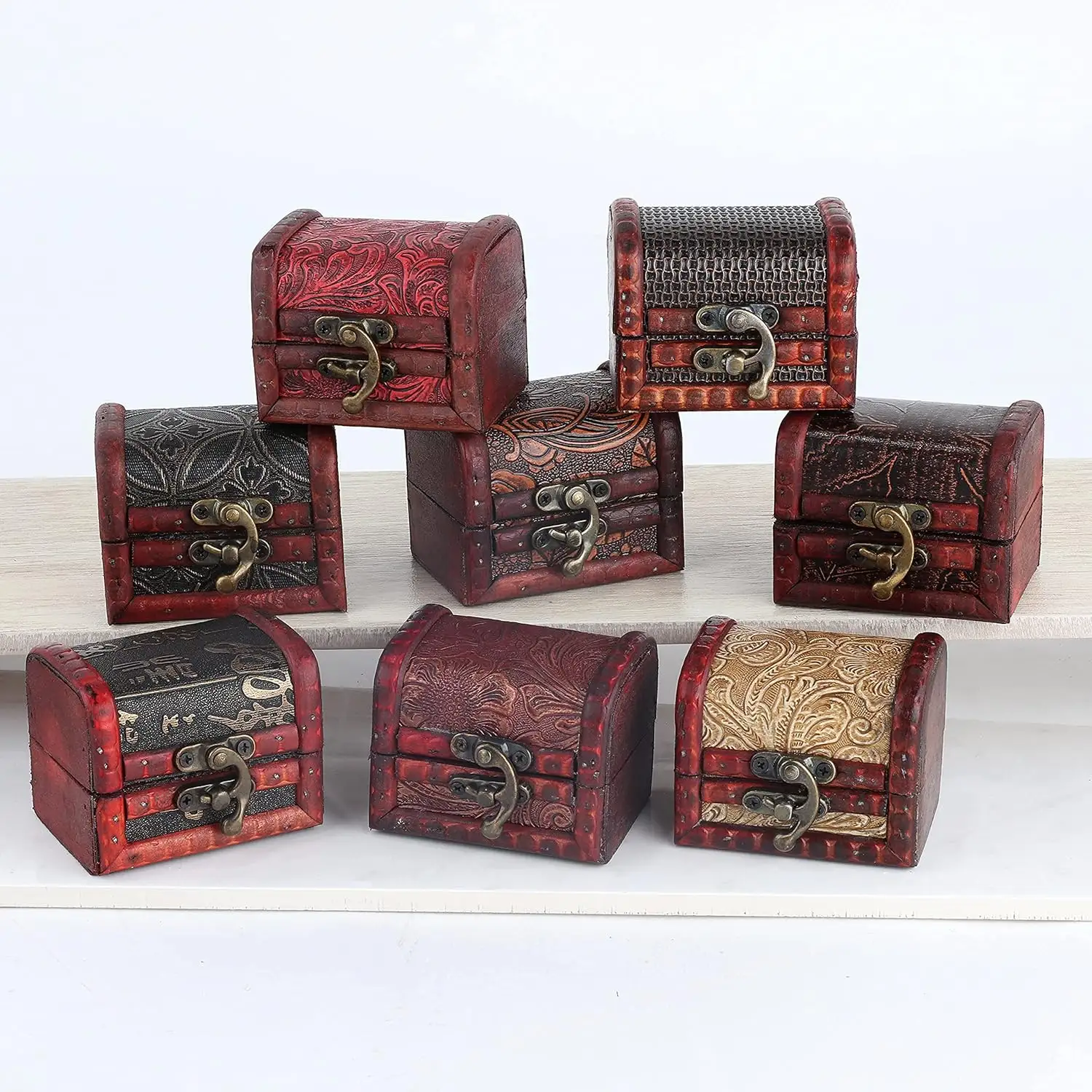 Treasure Boxes Small Wood Treasure Chest Keepsake Box For Kids Gift,Home Decorations