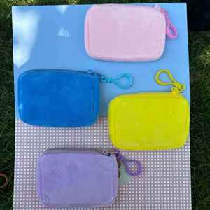 <b>Cute</b> Solid Color Square Plush Coin <b>Purse</b>, Candy Color Earphone Storage Pouch, Mini Zipper Wallet Promotional Gift for Students - Product Image 3