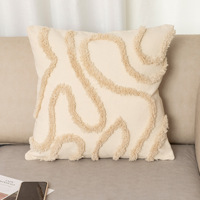 Taie d'oreiller en toile tuftée de maille de ligne de courbe de coussin brodé géométrique Ins marocain