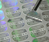 Etiquetas de Seguridad Holográficas Doradas Personalizadas, Borde Dentado, Sellos de Certificado Anti-falsificación con Láser 3D