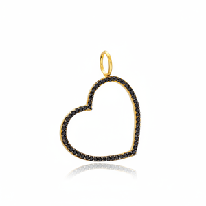 <b>Black</b> Zircon Stone <b>Heart</b> Charm Wholesale Handmade Turkish 925 Silver Sterling Jewelry for Women Trendy Charms - Product Image 2