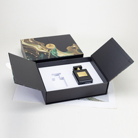Boîte à parfum personnalisée à double porte, ensemble de deux flacons, boîte d'emballage en papier à couvercle rabattable avec logo personnalisé pour cadeau cosmétique en gros