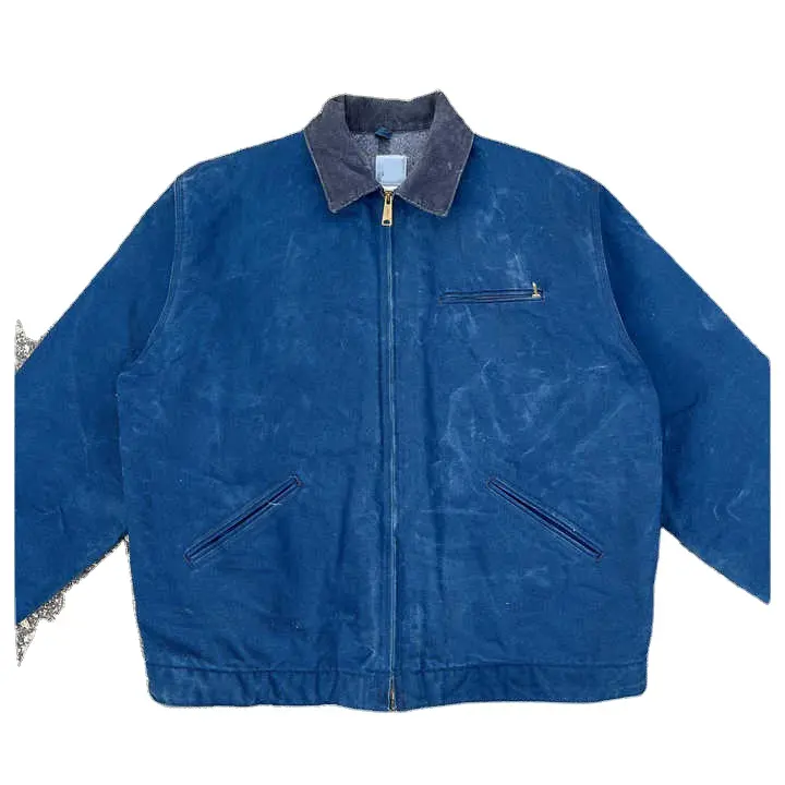 Custom Inverno Outdoor Vintage Sun Faded Jean Jacket Outwear Para Homens Elegante Trucker Carpenter Trabalho Detroit Jacket coat
