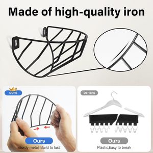Wall-mounted Hat Rack Metal <b>Baseball</b> <b>Cap</b> <b>Storage</b> Organizer Flat <b>Cap</b> Holder Durable Wall Mounted Type Black Two-piece Set - Product Image 4