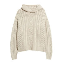 Pull-over vintage en tricot à manches longues pour hommes, pull-over à capuche en coton tricoté, pull-over pour hommes
