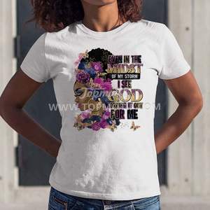 Transfert DTF personnalisé même au milieu de ma tempête avec fleur pour fille afro - Product Image 3