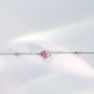 Bracelet chaîne et maillons minimaliste en argent sterling S925 avec zircon en forme de cœur et goutte d'eau pour femme, idéal pour le quotidien et les occasions festives - Product Image 3