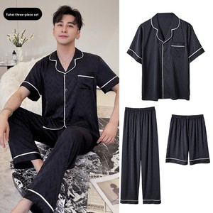 Conjunto de Pijama Jacquard para Hombre, Estilo <span class=keywords><strong>Da</strong></span> <span class=keywords><strong>Vinci</strong></span>, Tela de Imitación de Seda Premium, Manga Tres Cuartos, Cuatro Estaciones, Tallas Grandes, Ideal para Regalo - Product Image 1