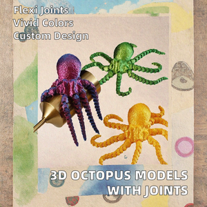 Poulpe imprimé en 3D avec articulations flexibles, jouet anti-stress, ornement de bureau en plastique mobile, cadeau du Nouvel An pour le bureau, la maison ou les enfants, décoration animale marine - Product Image 2