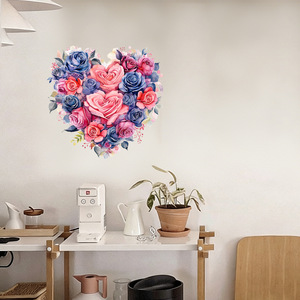 Bellissimi Adesivi Murali con Fiori Viola Dipinti e Farfalle, Decorazioni per Soggiorno e Camera da Letto, Carta da Parati Autoadesiva in PVC - Product Image 2