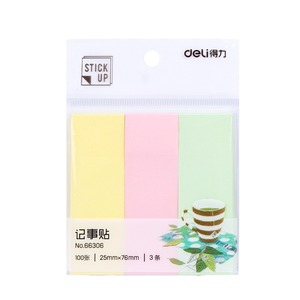 Deli <b>Sticky</b> <b>Notes</b> 19mmx76mm 100 Sheets Self Adhesive Memo Pad For Students Office Use - Product Image 5