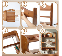 Étagère murale flottante en bois massif personnalisée à 3 niveaux, style vintage, avec crochet pour rangement mural en forme de cœur et dessous de plat au crochet