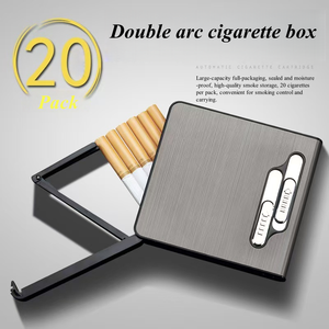 Vente chaude Classique Personnalisé Double Arc <span class=keywords><strong>Chrome</strong></span> Plaqué Étui À Cigarettes ABS Portable Automatique <span class=keywords><strong>Bombe</strong></span> Briquet Coupe-Vent Étanche - Product Image 3