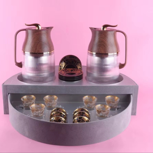Ready Ship Stock ArabicStyle 1.0L+1.0L FLASK75ML Cawa Cup 120ML Glass Cup Arabic Vacuum Flask <strong>Arabian</strong> <strong>Tea</strong> Coffee Pot <strong>Sets</strong> - Product Image 1