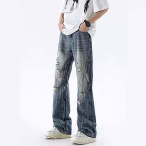 Pantalones Harem Vaqueros Rotos <span class=keywords><strong>de</strong></span> Cintura Alta para Hombre, Diseño Sólido, para Primavera/Otoño/Invierno - Product Image 1