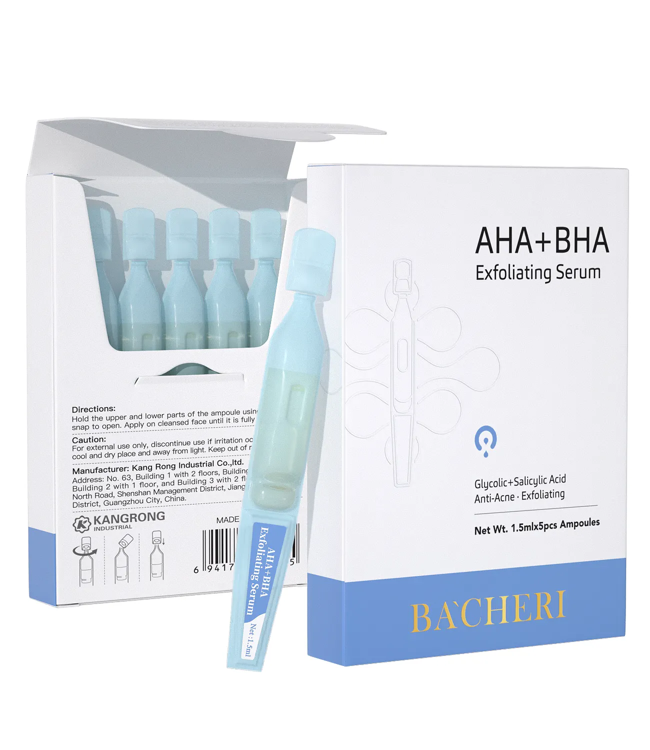 Kangrong เซรั่มสำหรับทาผิวจากสิว,AHA BHA Salicylic กรดโคจิกเซรั่มบำรุงผิวหน้า