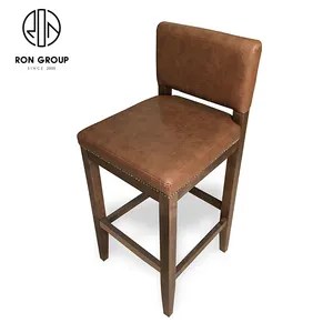 Modern Luxury Customized High Quality Bar Stool Chair Seat Restaurant Furniture Leather Wooden High Dining Bar Chair