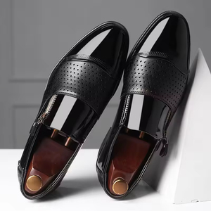 Customized Colorful Pointed <b>Toe</b> Waterproof Leather Slip-On Shoes Men All Seasons Business Casual Office Anti-Slip Arch <b>Support</b> - Product Image 2