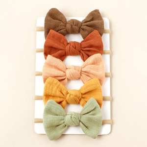 Wholesale Soft Cotton <strong>Baby</strong> <strong>Headbands</strong> with Bows Hair Bands for Girls and Toddlers Newborn Hair Accessories - Product Image 5