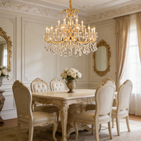 Lustre en verre/cristal personnalisé pour table de mariage, luminaire suspendu pour table à manger, lustre classique