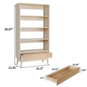 ชั้นวางของไม้แบบเปิด 4 ชั้น ทันสมัย พร้อมลิ้นชักแบบมีร่อง ป้องกันการล้ม สำหรับใช้ในบ้าน - Product Image 4