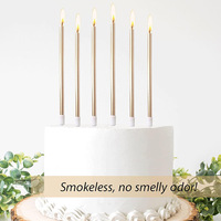24 Count Metallic Long Thin Champagner Gold Geburtstags torte Wachs Kerzen für Cupcake Hochzeits dusche Party Dekorationen