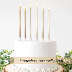 24 bougies en cire métallisées longues et fines pour gâteau d'anniversaire <span class=keywords><strong>champagne</strong></span> or pour décorations de fête de douche de mariage cupcake - Product Image 5