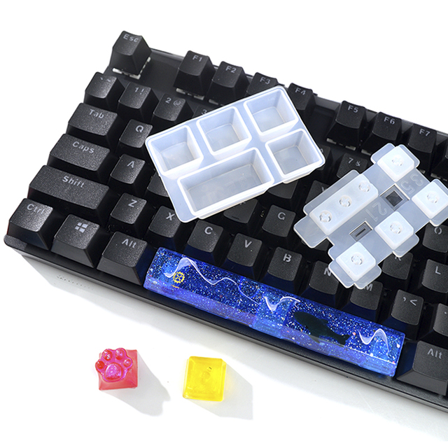 INTODIY 13PCS/Pack Keycap Resin Silicone Mould Mechanical Keyboard Crystal UV Epoxy Silicon Mold Manufactrur for Resin Casting