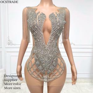 MF Bling Tassel 3D Rhinestone apliques Mini vestido de graduación mujeres sin mangas cola vestidos de fiesta 2024 Formal elegante - Product Image 1