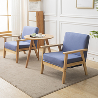 Canapé de salon en tissu de lin PU en bois massif Design simple Double trois places pour bureau à domicile de petite taille