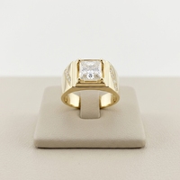 HQ Gems IIG Bague pour homme en or jaune 18 carats avec diamant de laboratoire taille princesse 2 carats D VS1, bague de fiançailles