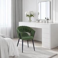 Chaise de coiffeuse contemporaine rembourrée en métal robuste, portable, avec cordon en coton tressé, service personnalisé