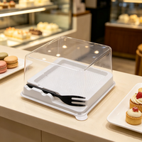 Boîte carrée en PET de qualité alimentaire jetable pour gâteau avec gaufrage, boîte à pâtisserie de 50g, emballage plastique pour produits de boulangerie