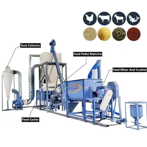 factory price 1 ton per hour turn key animal feed pellet mill equipment plant small poultry animal feed pellet production line