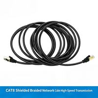 Kabel Jaringan Kelas Rekayasa CAT8 Kategori 8 Berpelindung Berjaring Tembaga Murni Berlapis Ganda dengan Jaket Teflon