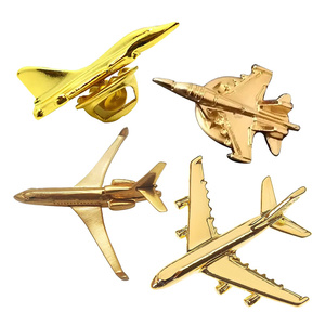 의류를위한 맞춤형 기념품 금속 금 항공기 비행기 모양의 옷깃 핀 - Product Image 4