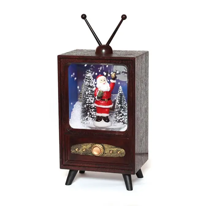 กล่องดนตรีแนวย้อนยุคมินิทีวีสำหรับตกแต่งคริสต์มาสของขวัญวันหยุดคริสต์มาสกล่องดนตรี