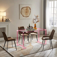 Bureau moderne en acrylique avec dessus en verre trempé, table de vitrine rose transparente et table de bureau pour la maison ou le restaurant
