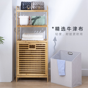 Estante de almacenamiento de bambú de 60x70 cm, 4 niveles, con cesto para la ropa sucia, para organizar el baño - Product Image 2
