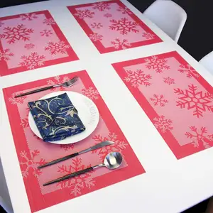Tabletex Kerst Placemats Sneeuwvlok Geweven Hittebestendige Placemats Wasbaar Gemakkelijk Schoon Te Maken Tafelmatten Voor Eetkamer Decor