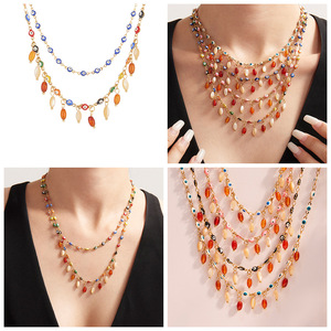 สร้อยคอจี้โมราธรรมชาติชุบทองแท้สแตนเลสเครื่องประดับแฟชั่นสร้อยคอพร้อมดวงตาเคลือบ - Product Image 3