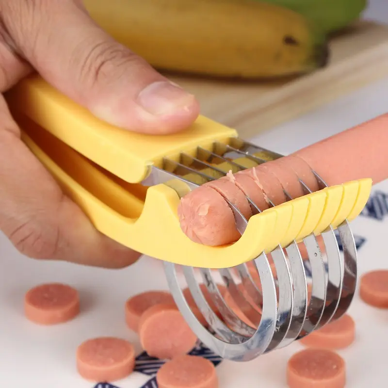 W4 Groothandel Hot Sale Gratis Handen En Handige Keuken Gadgets Slice Artefact Handleiding Cutter Chips Fruit Bananensnijder Gadgets