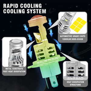 Ailecar Bóng đèn pha LED xe hơi wv8 80W 10000LM 6500K cắm trực tiếp với ống kính mini tính năng chống nước chùm cao và thấp - Product Image 4