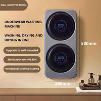 Lavadora de pared doméstica de doble tambor con motor sin escobillas y temperatura ajustable para ropa interior, máquina de lavado y secado.