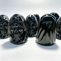 Statue de la Mort en Obsidienne Noire Naturelle, Crânes de la Mort, Sculptures en Cristal pour Décoration d'Halloween - Vente en Gros