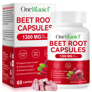 Onebtanicl hữu cơ vegan 1300mg chiết xuất củ cải đường Viên nang bổ sung tăng cường hỗ trợ năng lượng sức khỏe tim củ cải đường gốc viên nang - Product Image 1