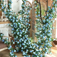 Guirlande de roses artificielles en soie style Monet, guirlande de fleurs suspendues pour vitrines