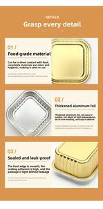 Conteneur à gâteau en aluminium recyclable de 300 ml, moule à flan carré, gobelets en aluminium pour la cuisson de desserts, pour les réunions, les mariages, les fêtes - Product Image 2